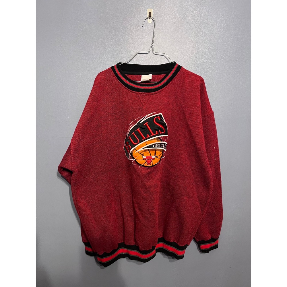 Chicago Bulls Red Crewneck Sweatshirt Brandon Sportswear Men's SZ‎ XL 1990s NBA